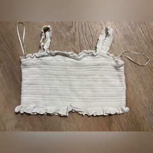 Fun White Ruffled Crop Top
